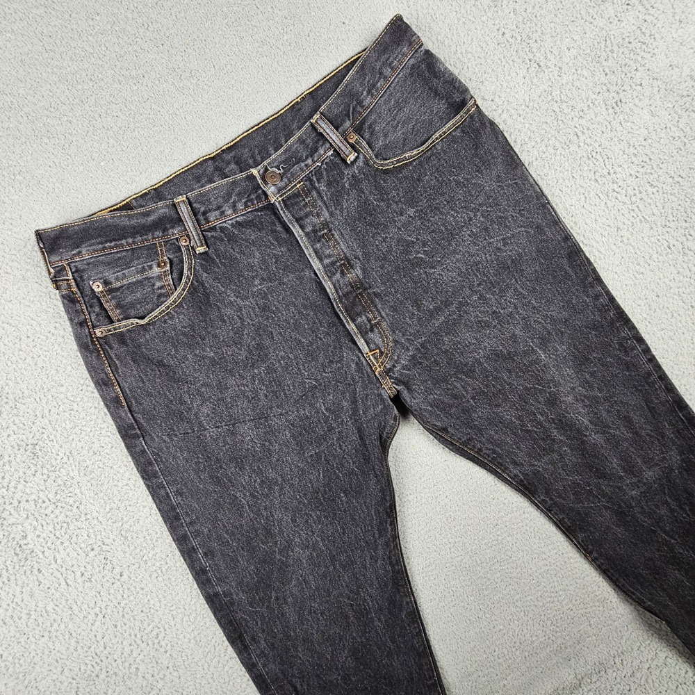 Levi's 501 Jeans Mens 36x28 Washed Black Straight Leg Button Fly‎ Workwear